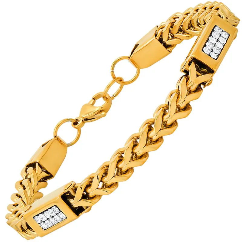 18K Gold Plated Franco Chain Bracelet with Simulated Diamonds made by Zulily
