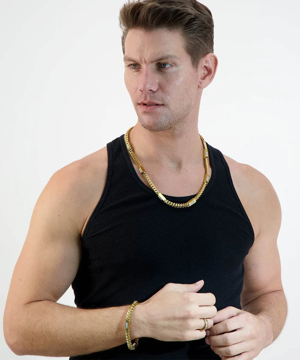 18K Gold Plated Franco Chain Necklace with Simulated Diamonds sold by Zulily product image thumbnail 4