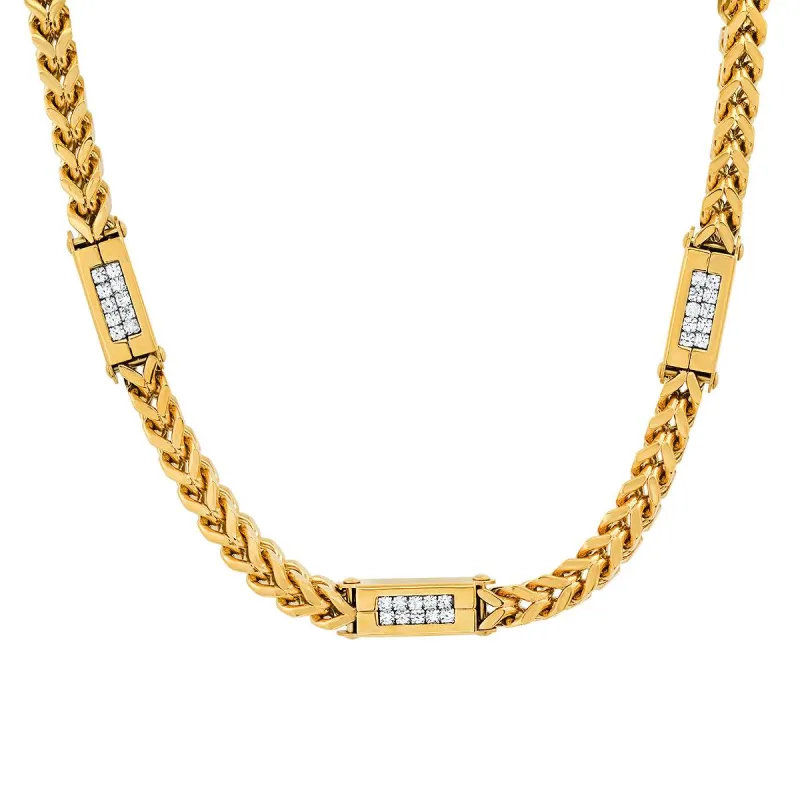 18K Gold Plated Franco Chain Necklace with Simulated Diamonds made by Zulily