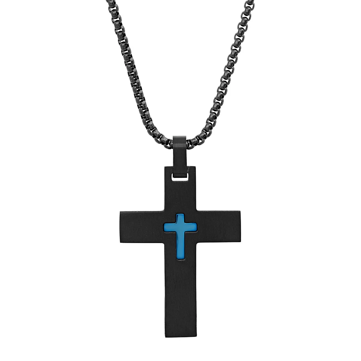 Black Ion Plated Center Cross Pendant Necklace sold by Zulily product image thumbnail 4