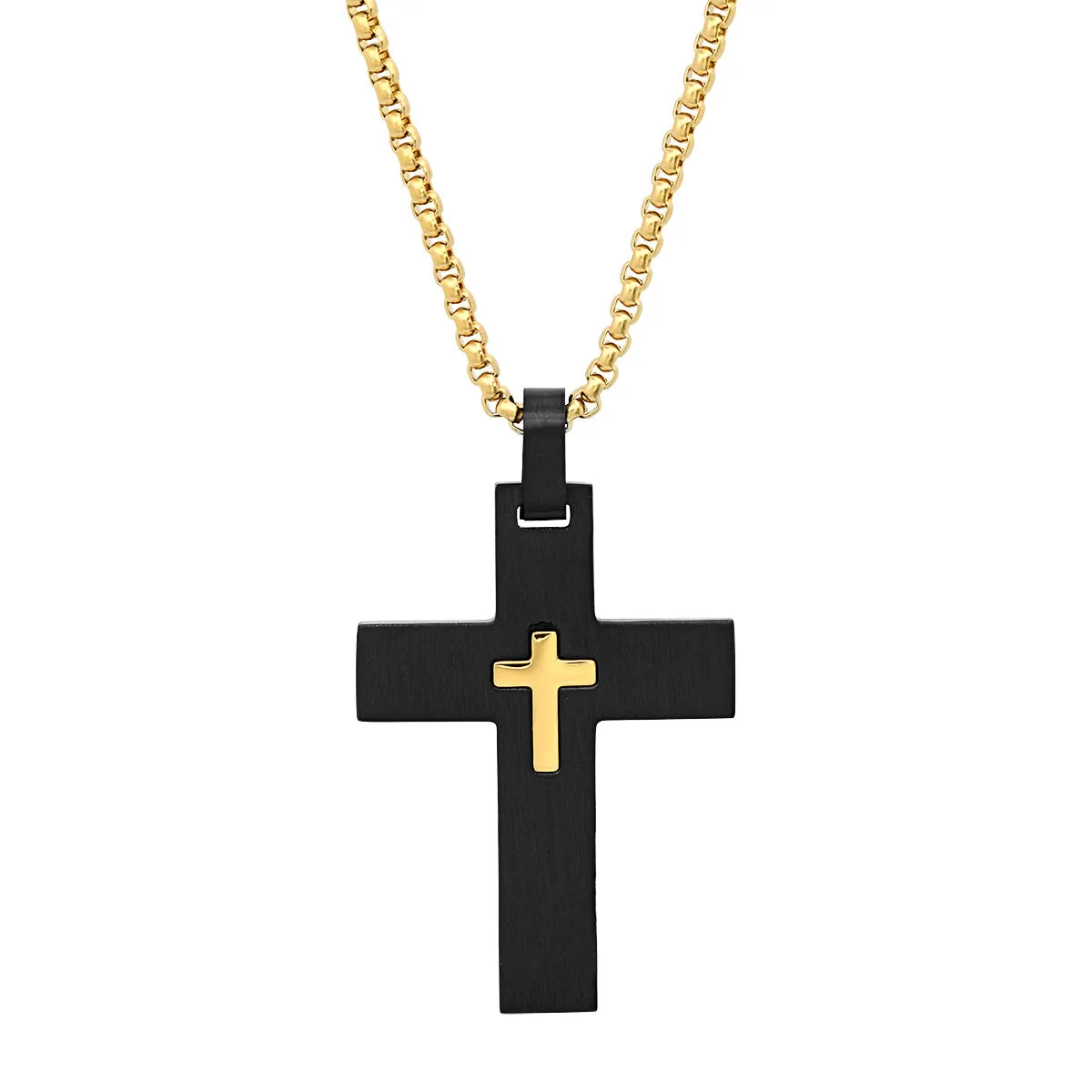 Black Ion Plated Center Cross Pendant Necklace sold by Zulily product image thumbnail 3