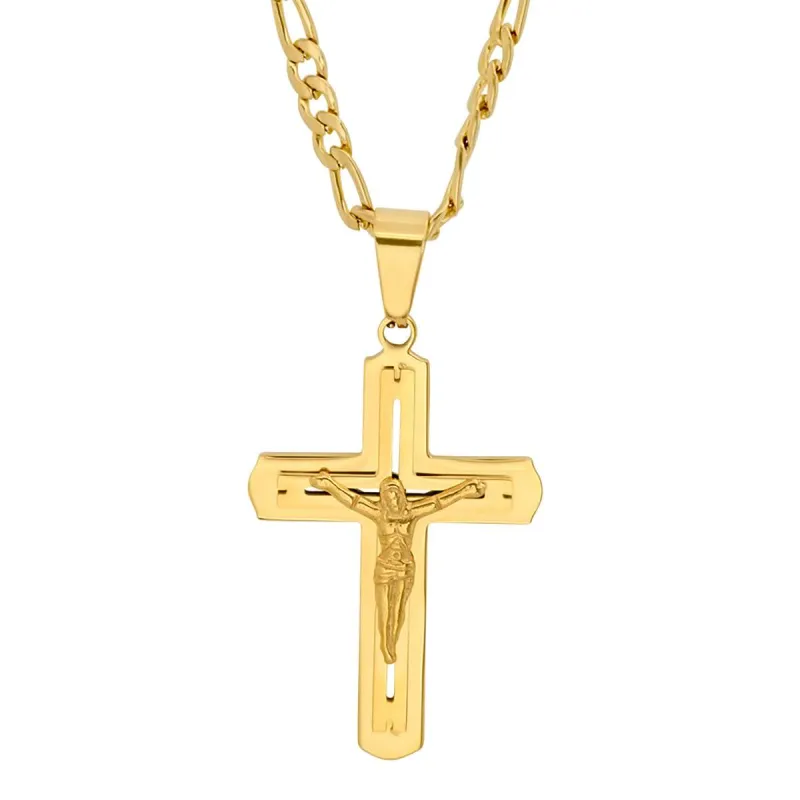 Crucifix Pendant on Figaro Chain made by Zulily