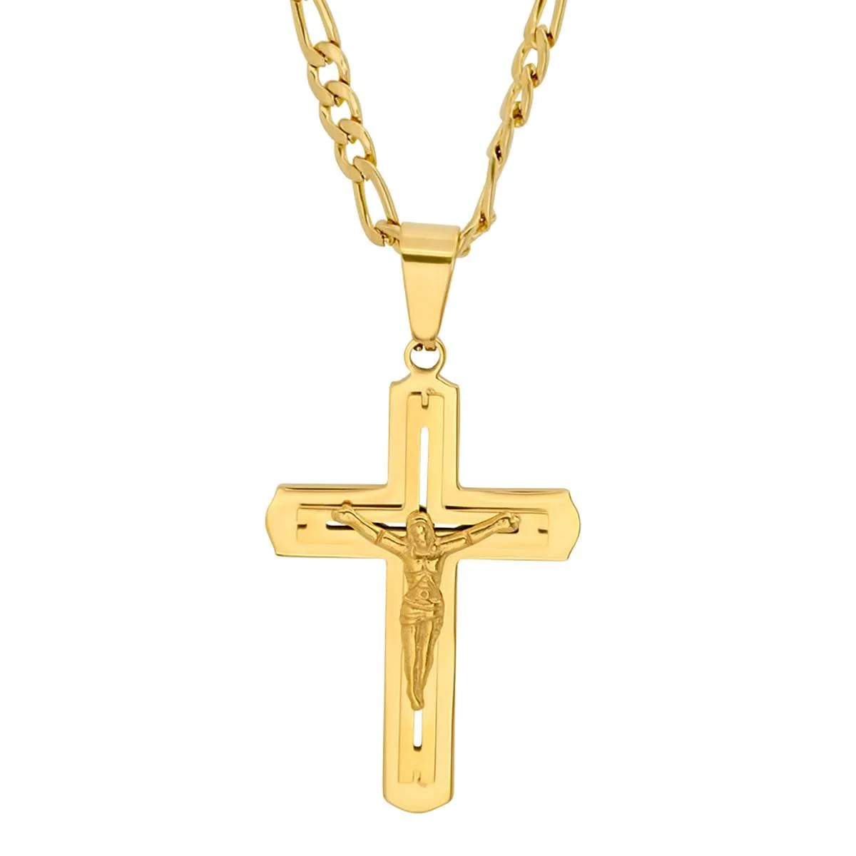 Crucifix Pendant on Figaro Chain sold by Zulily product image thumbnail 2