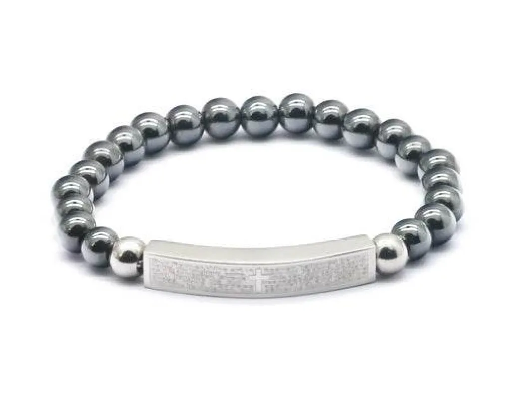 Lord's Prayer Hematite Beaded Stretch Bracelet made by Zulily