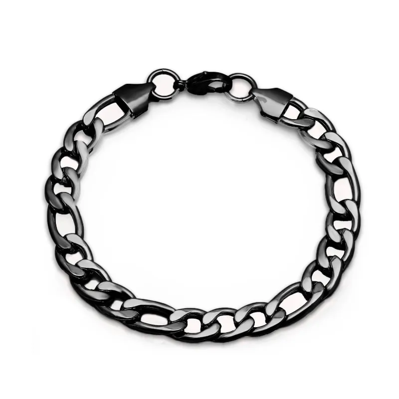 Black Ion Plated Figaro Link Bracelet made by Zulily