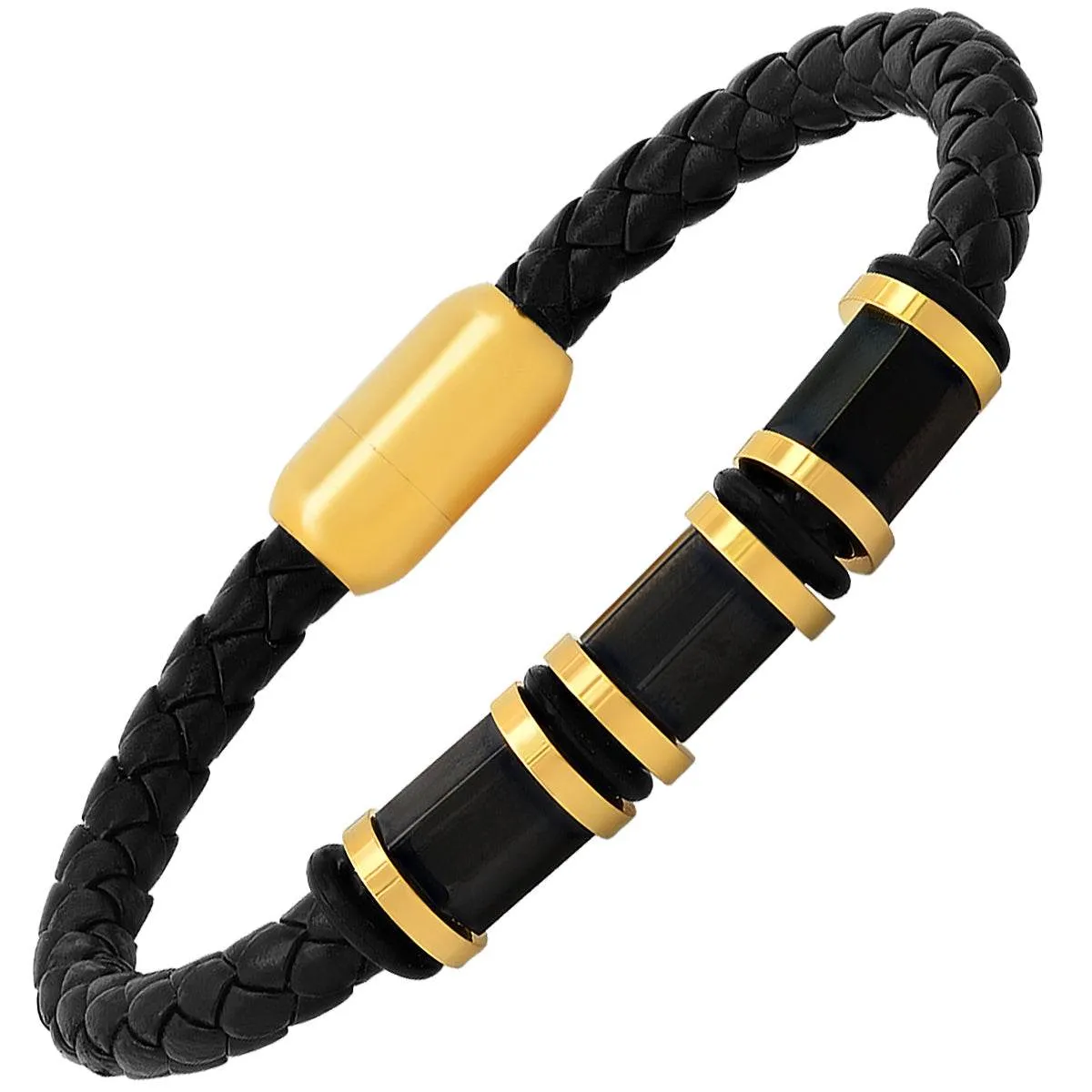 Black Braided Simulated Onyx Leather Bracelet sold by Zulily product image thumbnail 2