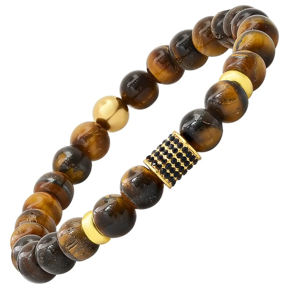 Pave Barrel Bead Tiger Eye Stretch Bracelet sold by Zulily product image thumbnail 2