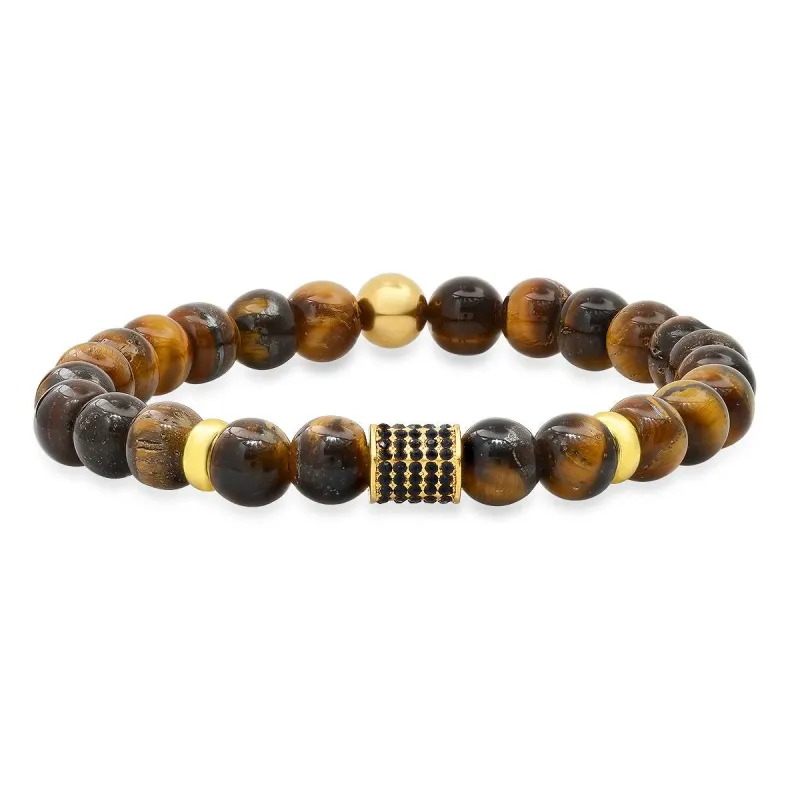 Pave Barrel Bead Tiger Eye Stretch Bracelet made by Zulily