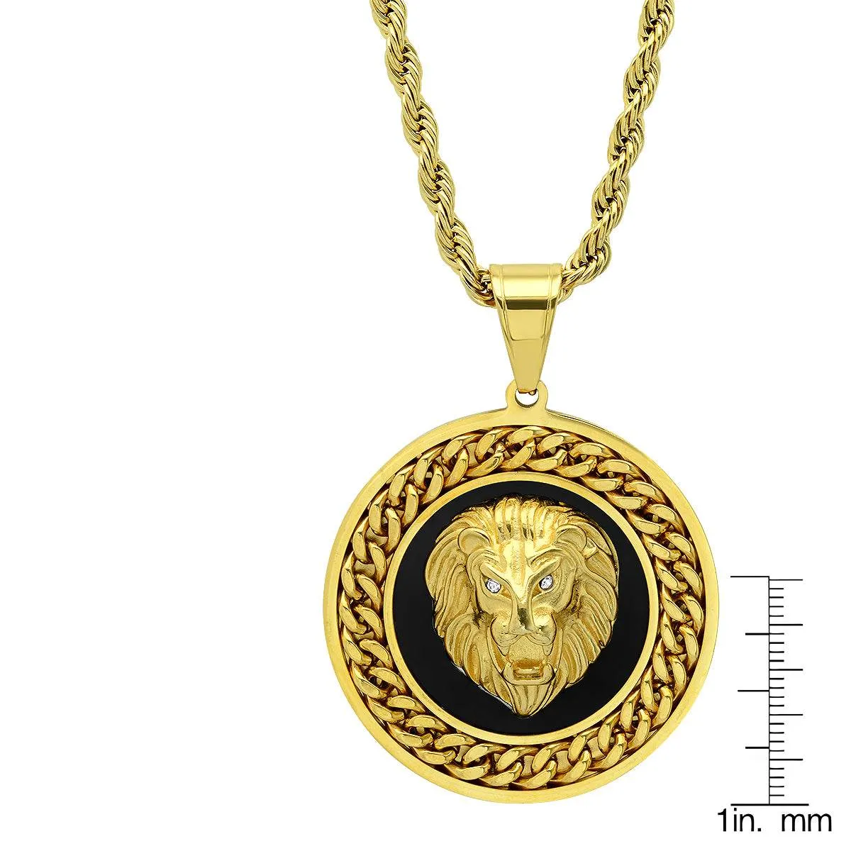 Lions Head Cuban Link Inlay Pendant sold by Zulily product image thumbnail 3
