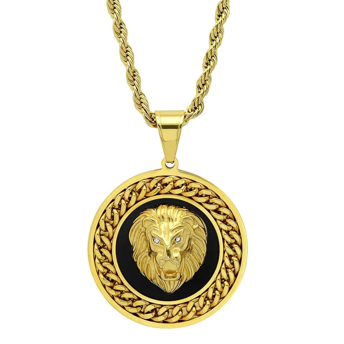 Lions Head Cuban Link Inlay Pendant sold by Zulily product image thumbnail 2