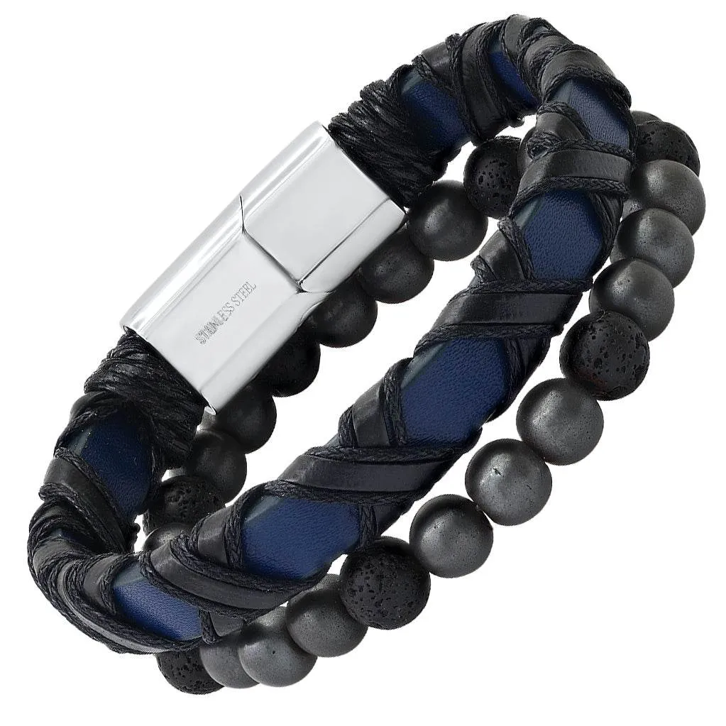 Criss Cross Leather + Lava Bracelet Stack sold by Zulily product image thumbnail 2