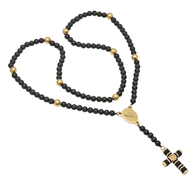 Black Beaded Rosary Necklace made by Zulily