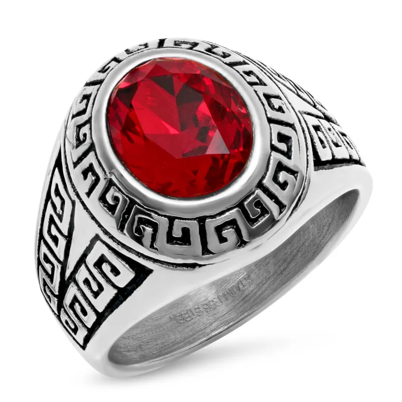 Greek Key Accent Ring with Simulated Ruby made by Zulily