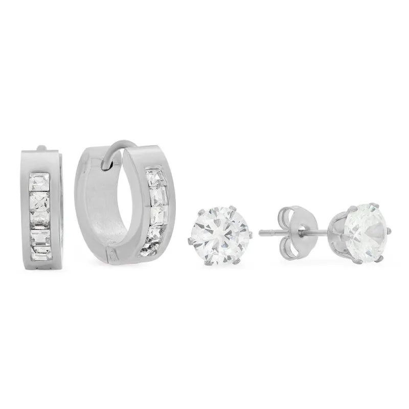 Classic Huggie + CZ Stud Set made by Zulily