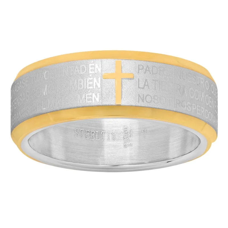 Two-Tone Lord's Prayer Ring in Spanish made by Zulily