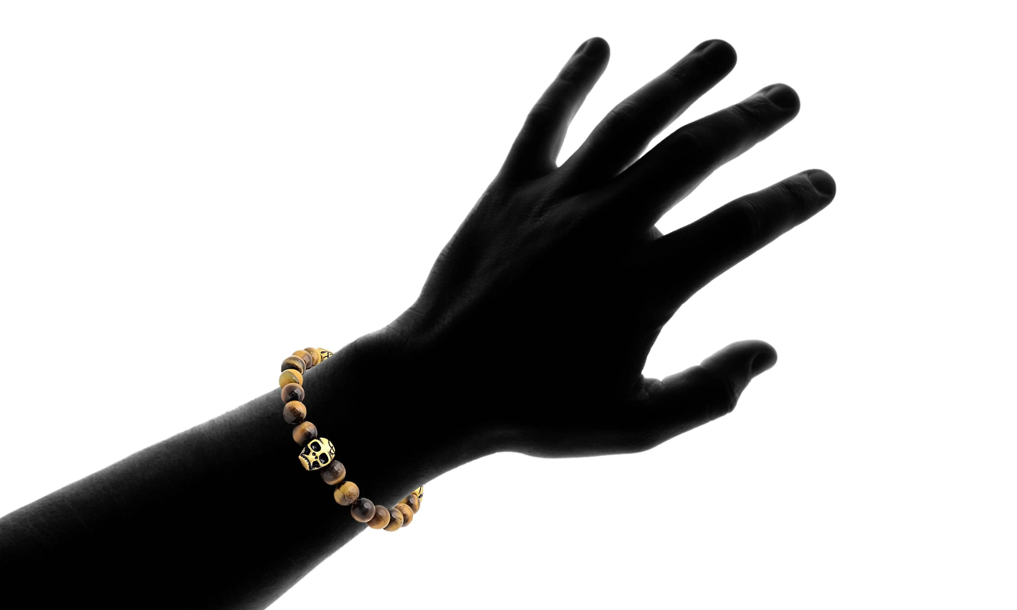 Tiger Eye + Antiqued Skull Stretch Bracelet sold by Zulily product image thumbnail 2