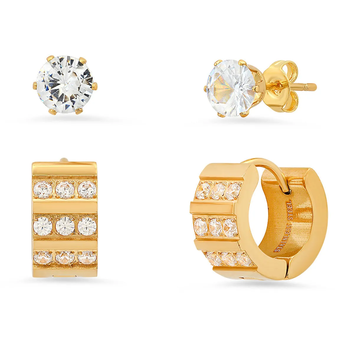 Icy Huggie Hoops + CZ Studs sold by Zulily