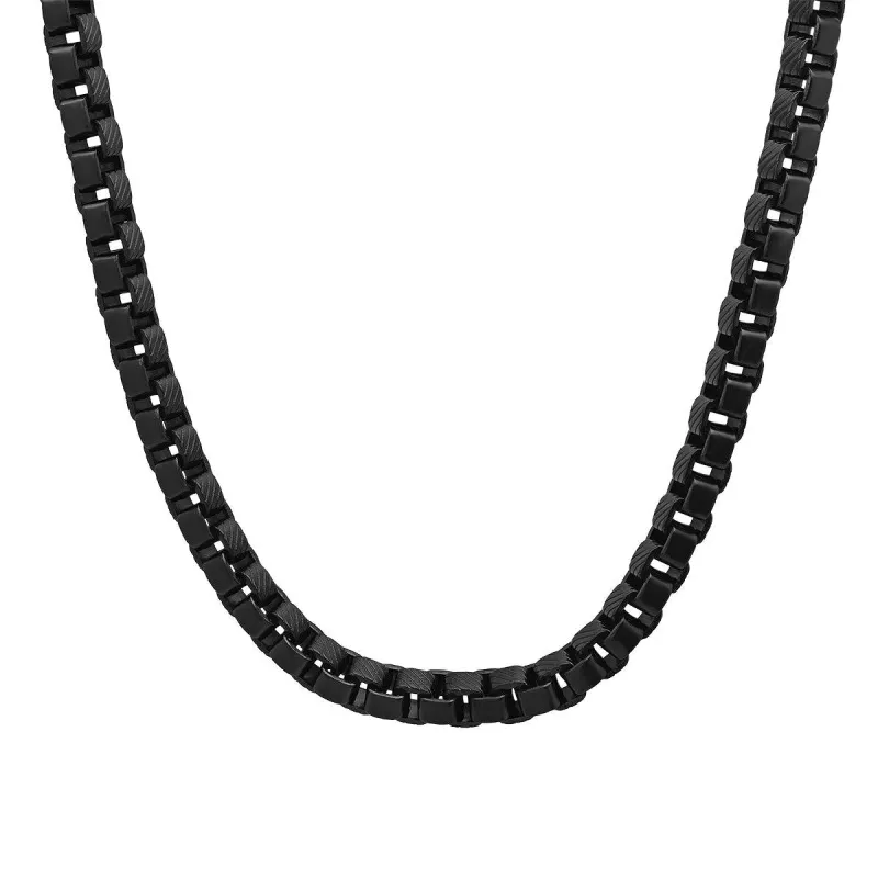 Accent Cut Black Ion Box Chain Link Necklace made by Zulily
