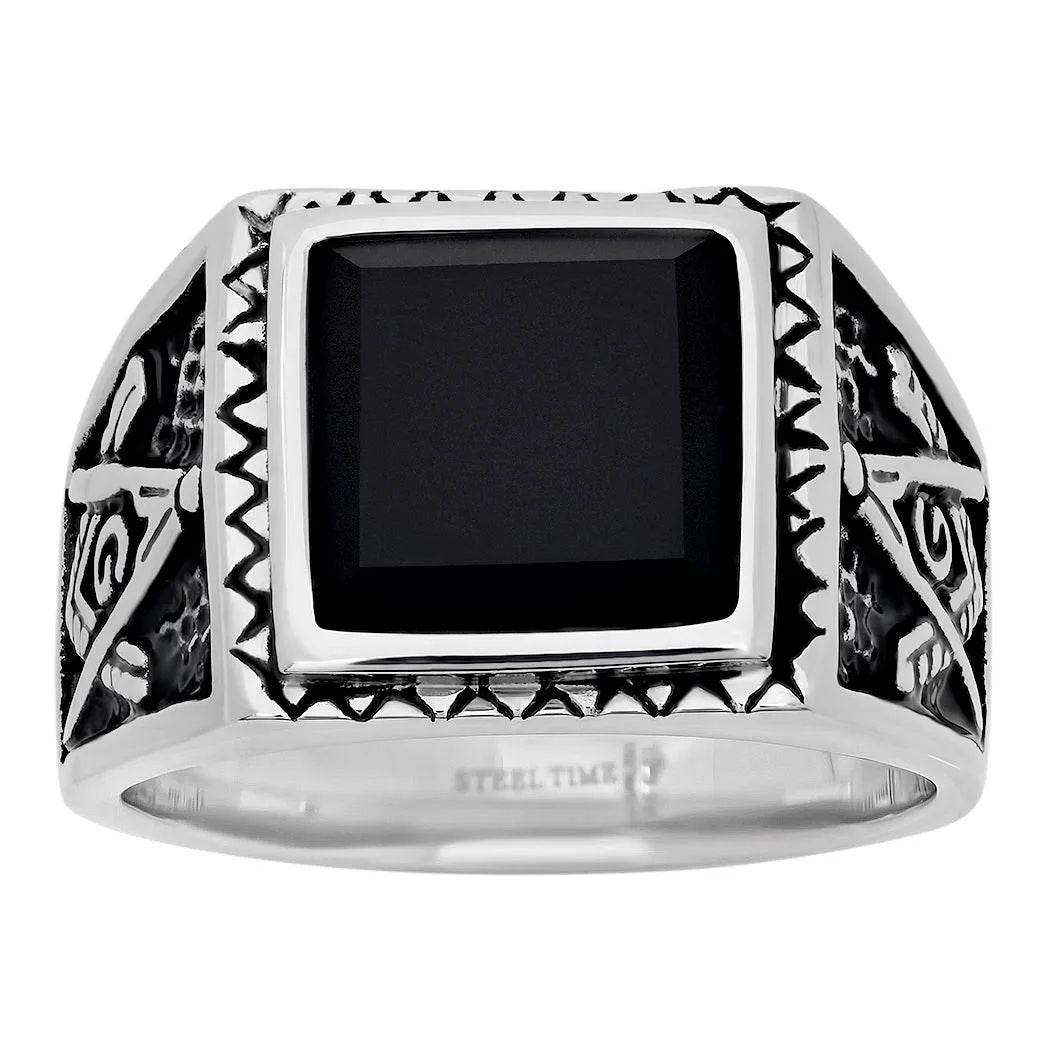 Free Mason Statement Ring with Simulated Black Diamond sold by Zulily product image thumbnail 2