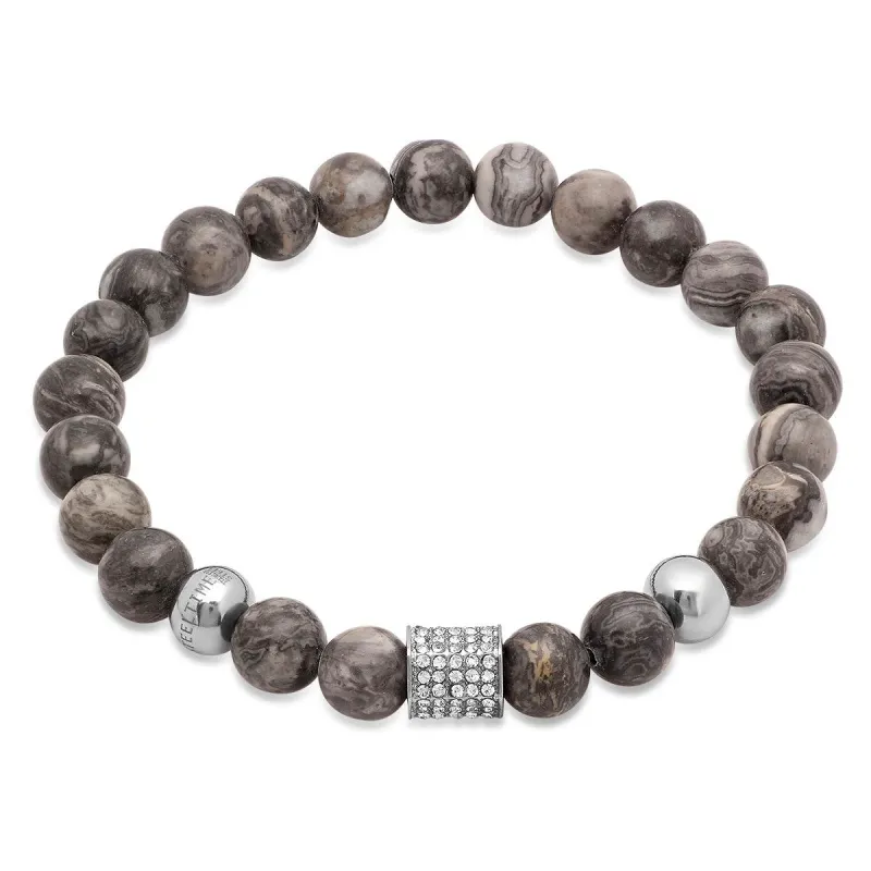 Grey Beaded Bracelet with Simulated Diamond Accents made by Zulily