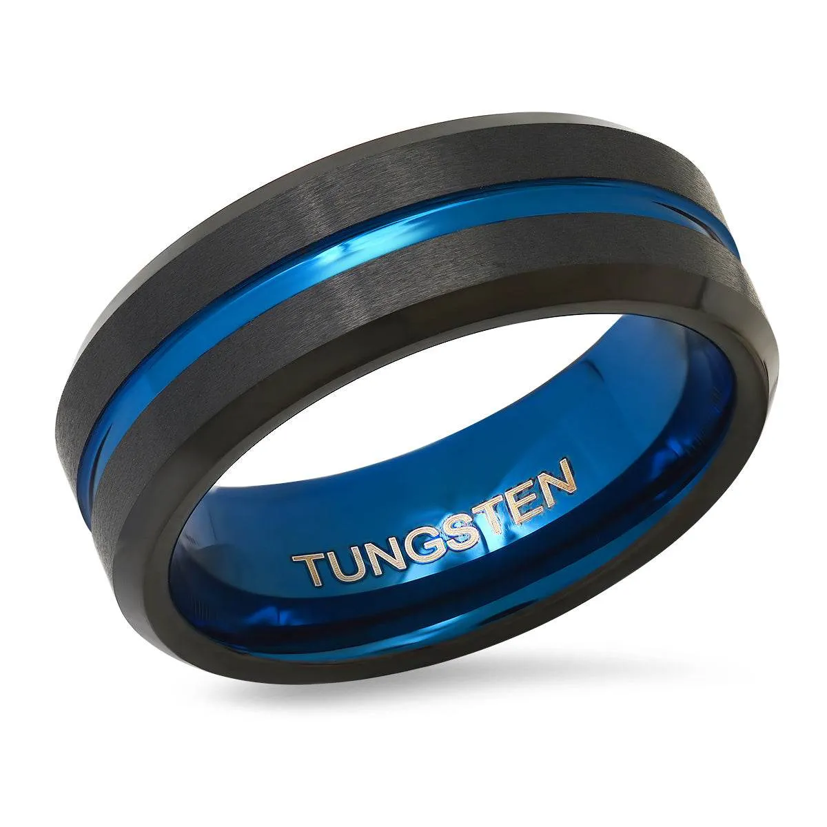 Tungsten Ring Band with Blue Ion Accents sold by Zulily