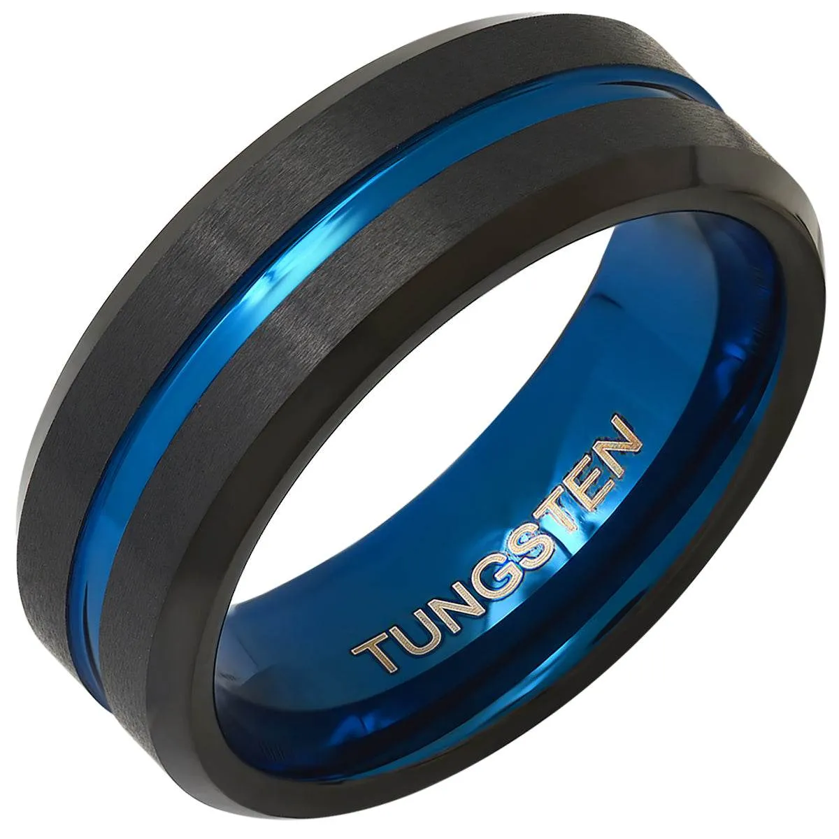 Tungsten Ring Band with Blue Ion Accents sold by Zulily product image thumbnail 2