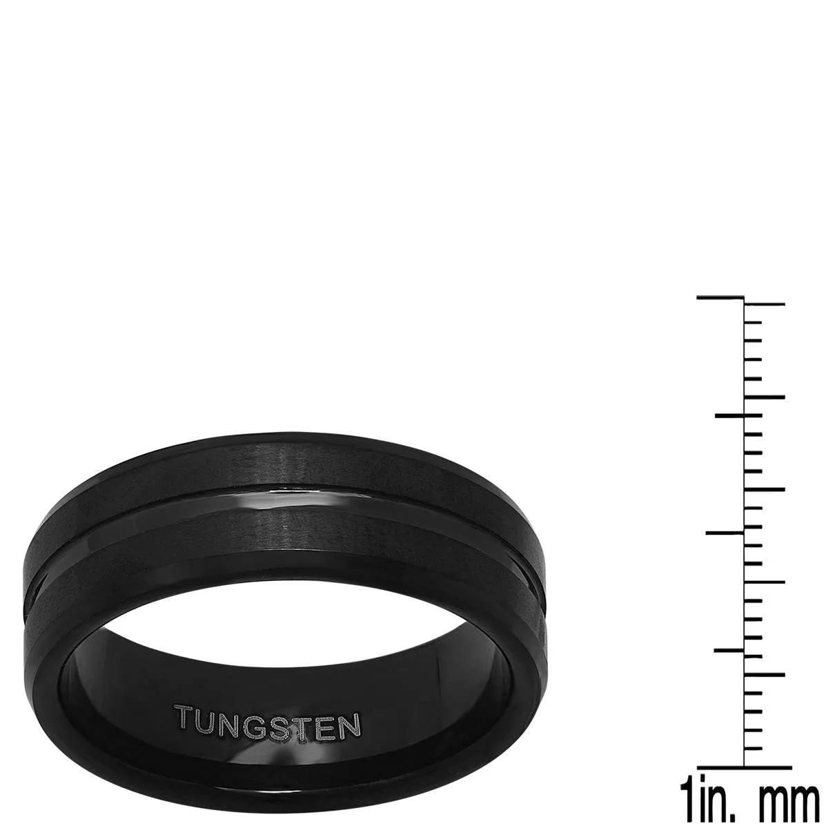 Black Ion Plated Tungsten Striped Ring Band sold by Zulily product image thumbnail 3