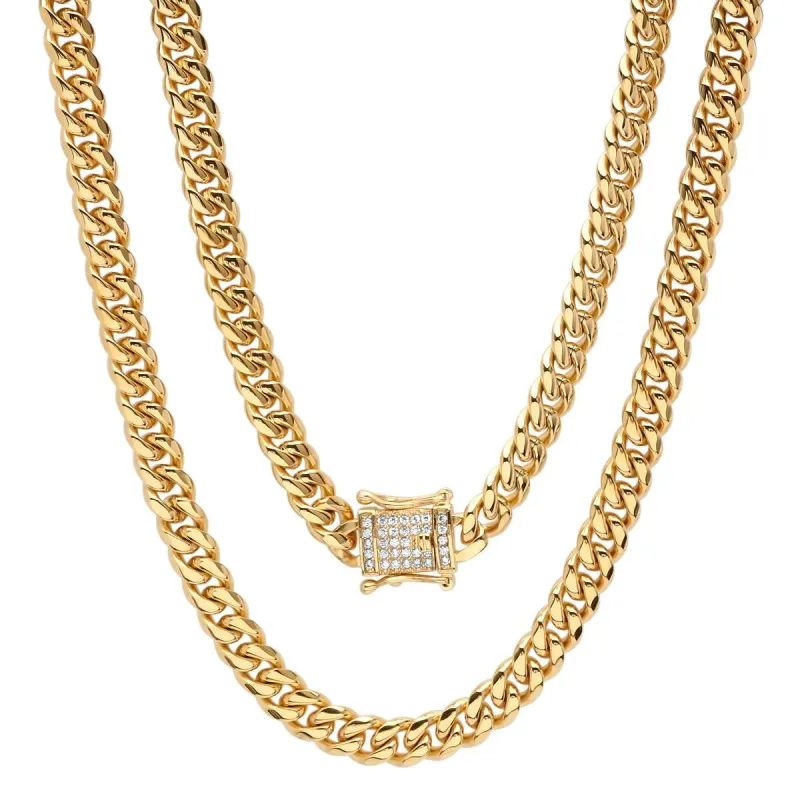 XL Miami Cuban Link Deluxe Iced Out Lock Necklace made by Zulily