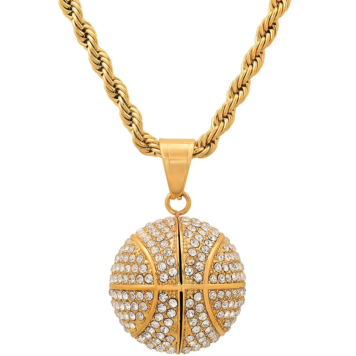 3D Basketball Necklace With Simulated Diamonds sold by Zulily product image thumbnail 3