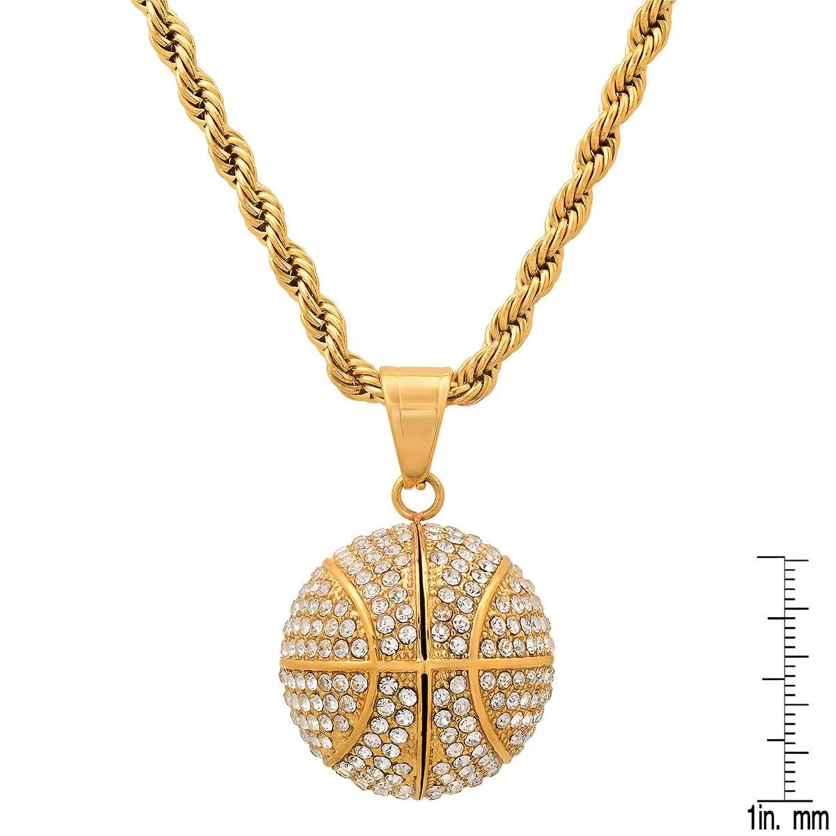 3D Basketball Necklace With Simulated Diamonds sold by Zulily product image thumbnail 4