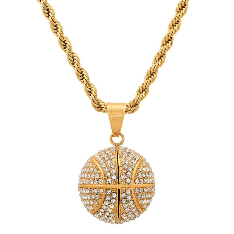 3D Basketball Necklace With Simulated Diamonds made by Zulily
