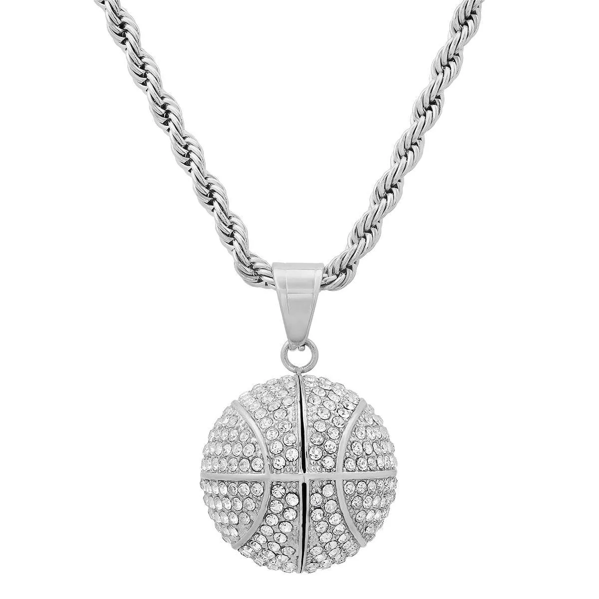 3D Basketball Necklace With Simulated Diamonds sold by Zulily product image thumbnail 2