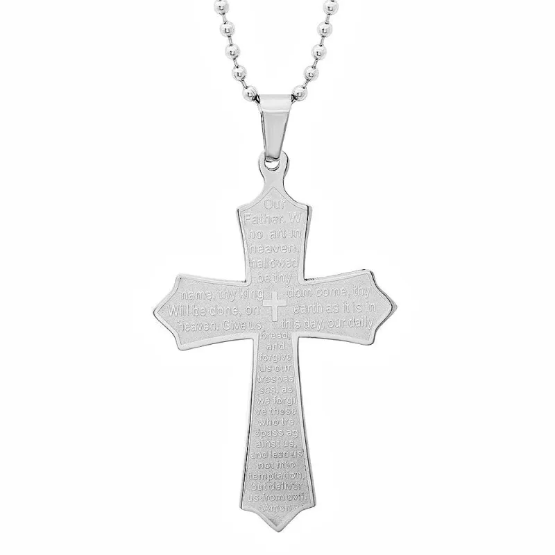 Stainless Steel Our Father Cross Pendant made by Zulily