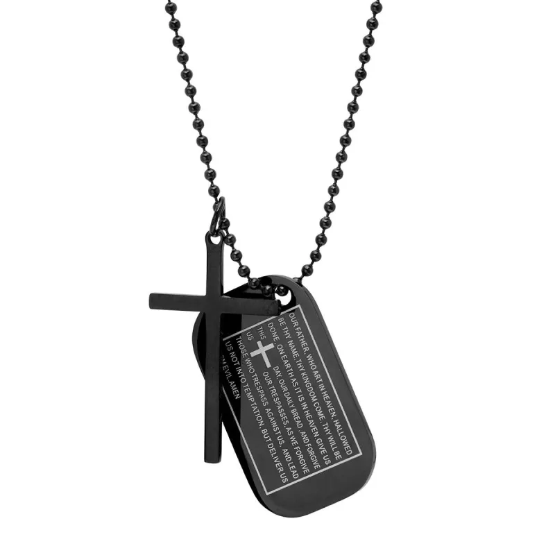 Our Father Prayer Dog Tag And Cross Pendant made by Zulily