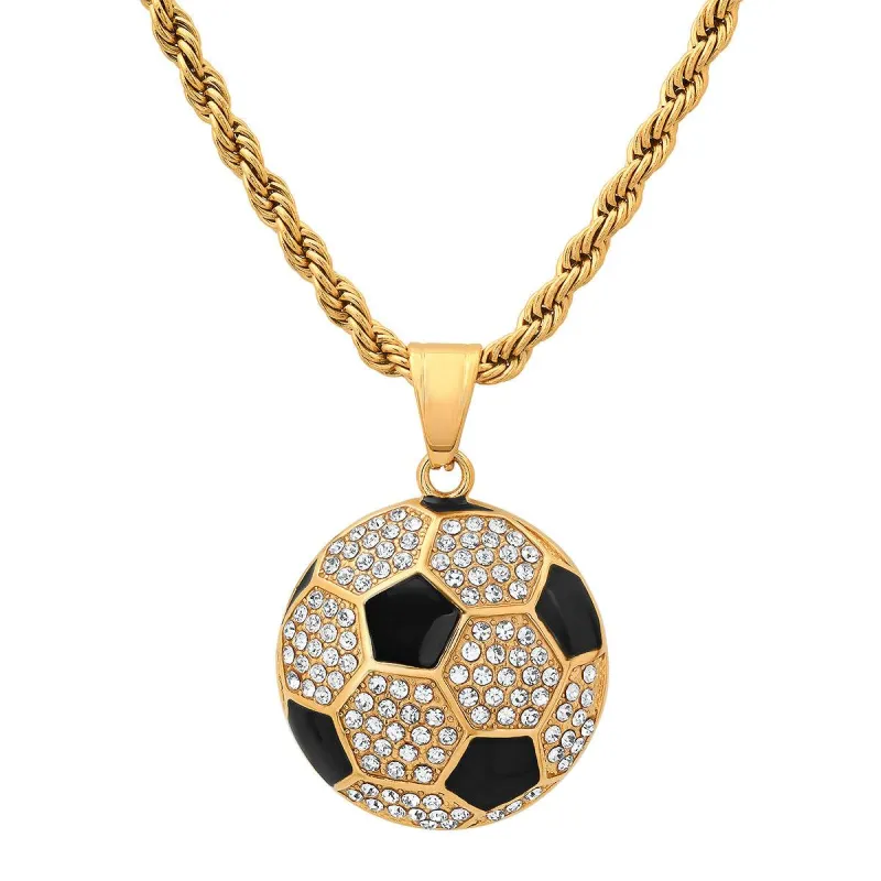 Soccer Ball Pendant With Simulated Diamonds made by Zulily