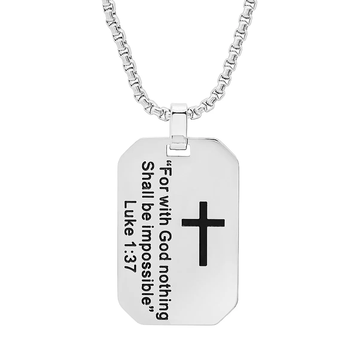 "For With God Nothing Shall Be Impossible" Dog Tag Pendant sold by Zulily product image thumbnail 4