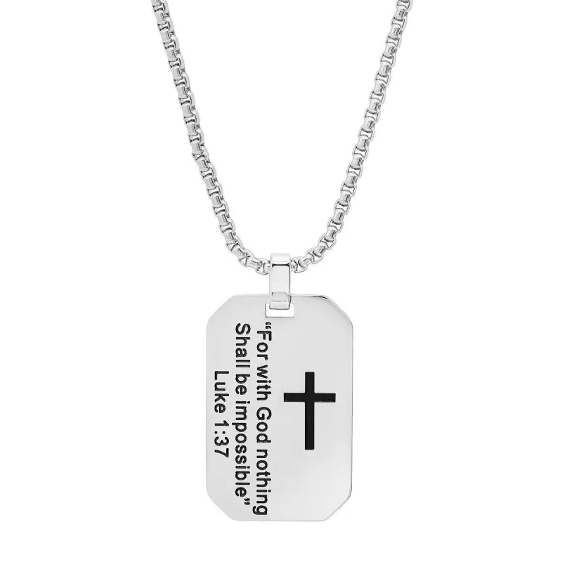 "For With God Nothing Shall Be Impossible" Dog Tag Pendant made by Zulily
