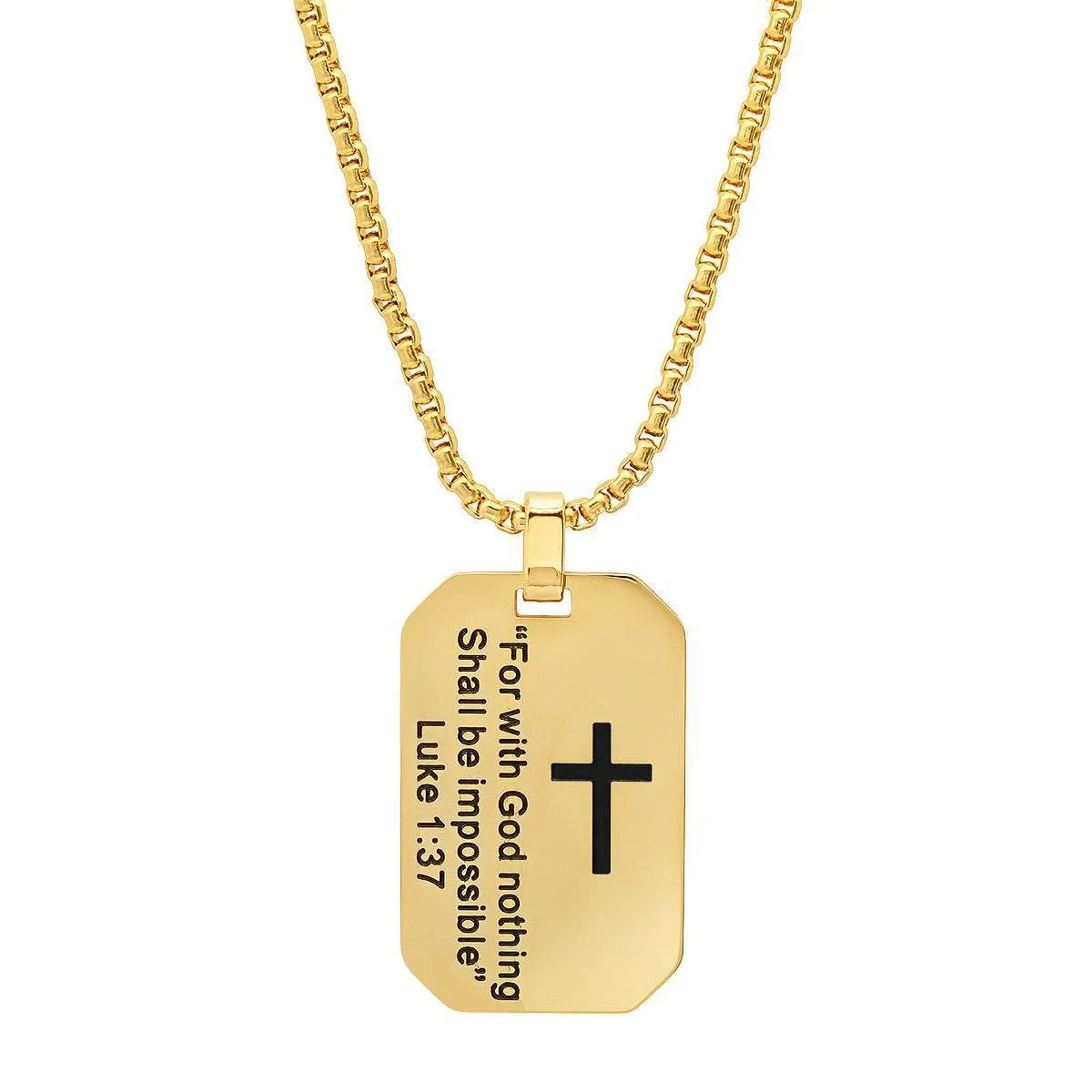 "For With God Nothing Shall Be Impossible" Dog Tag Pendant sold by Zulily product image thumbnail 2