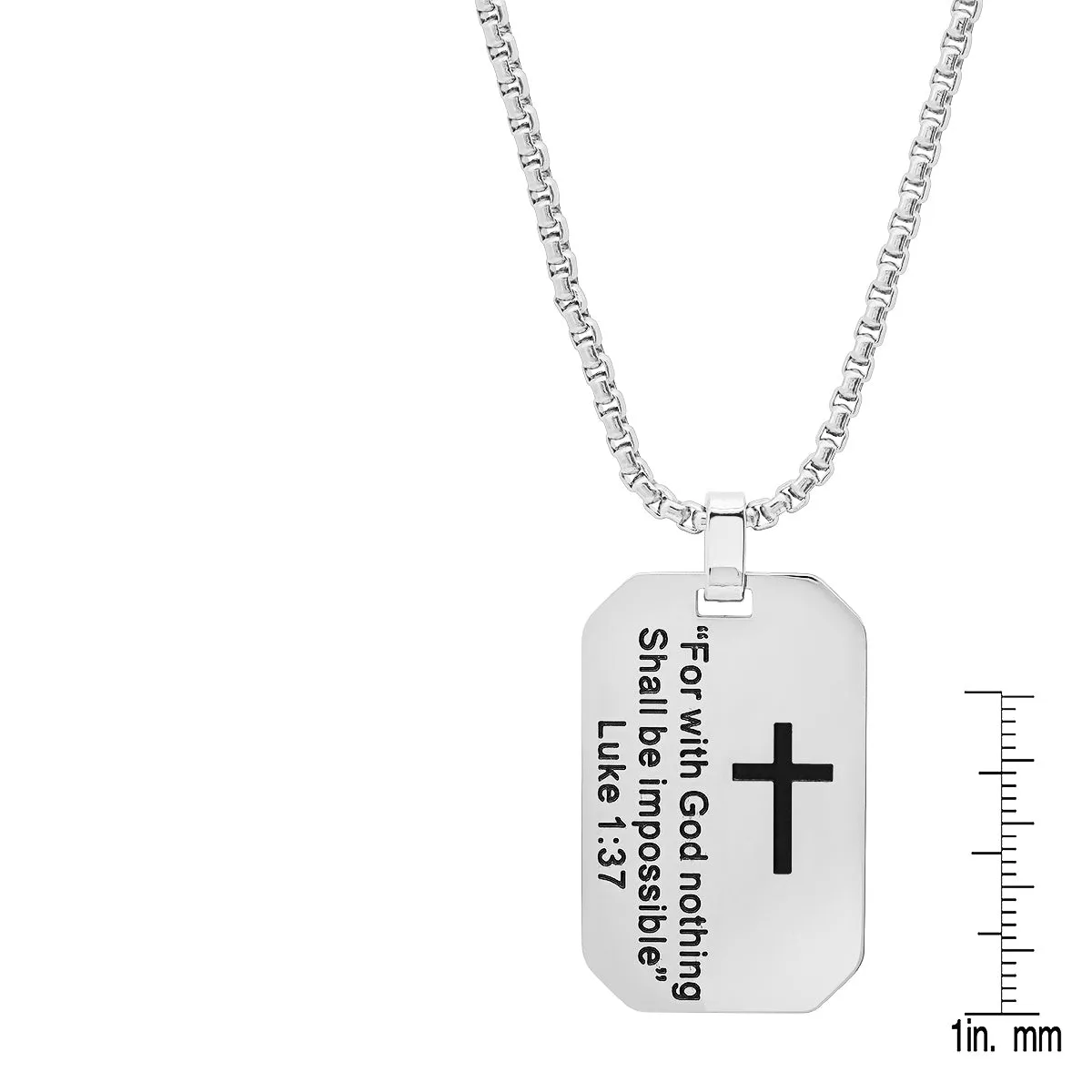 "For With God Nothing Shall Be Impossible" Dog Tag Pendant sold by Zulily product image thumbnail 3