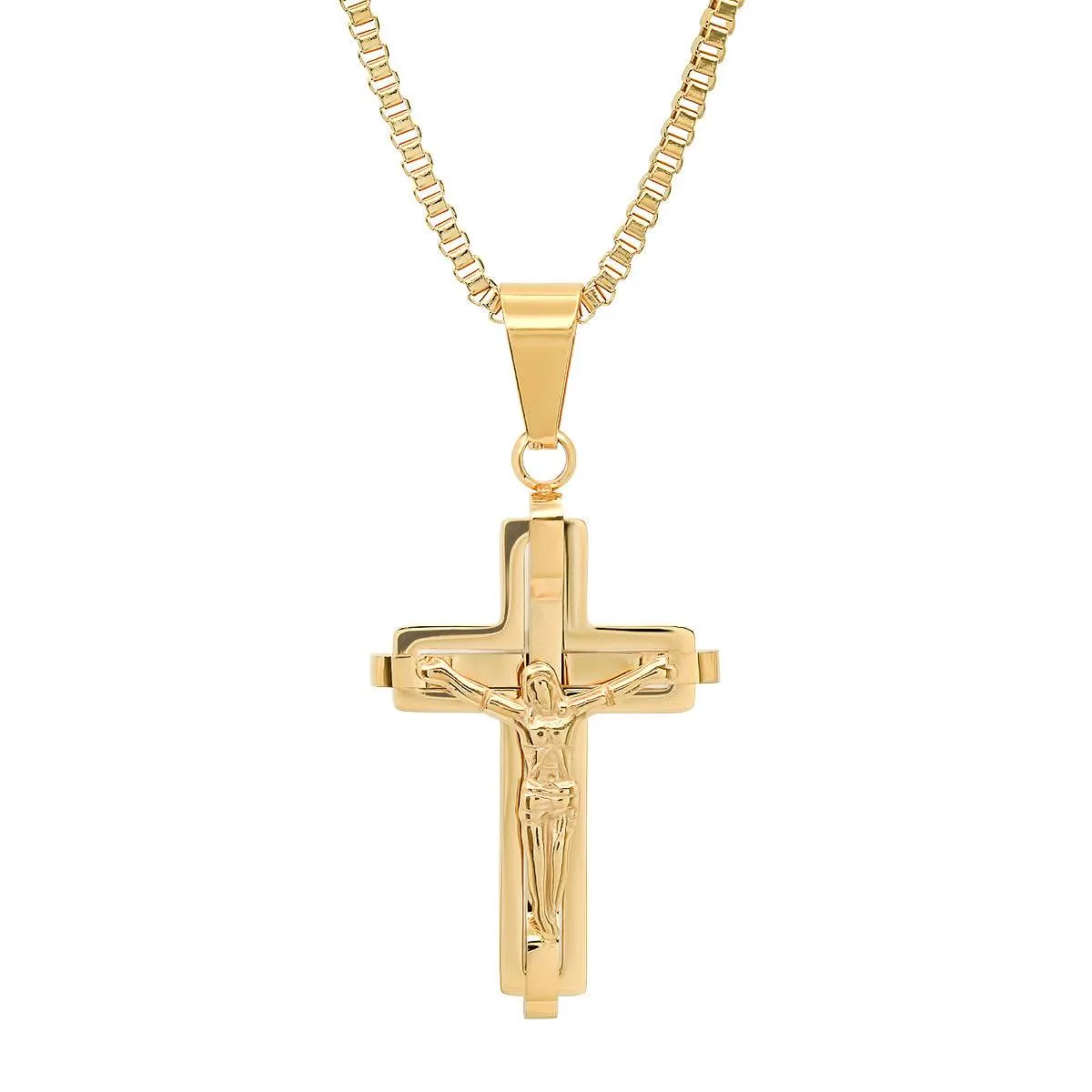 18K Gold Plated Stainless Steel Crucifix Pendant sold by Zulily