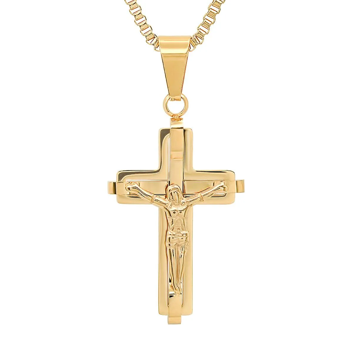 18K Gold Plated Stainless Steel Crucifix Pendant sold by Zulily product image thumbnail 2