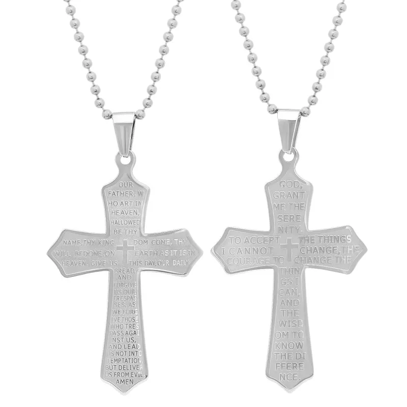 Double Sided Prayer Our Father Lord's Prayer And Serenity Prayer Cross Pendant made by Zulily