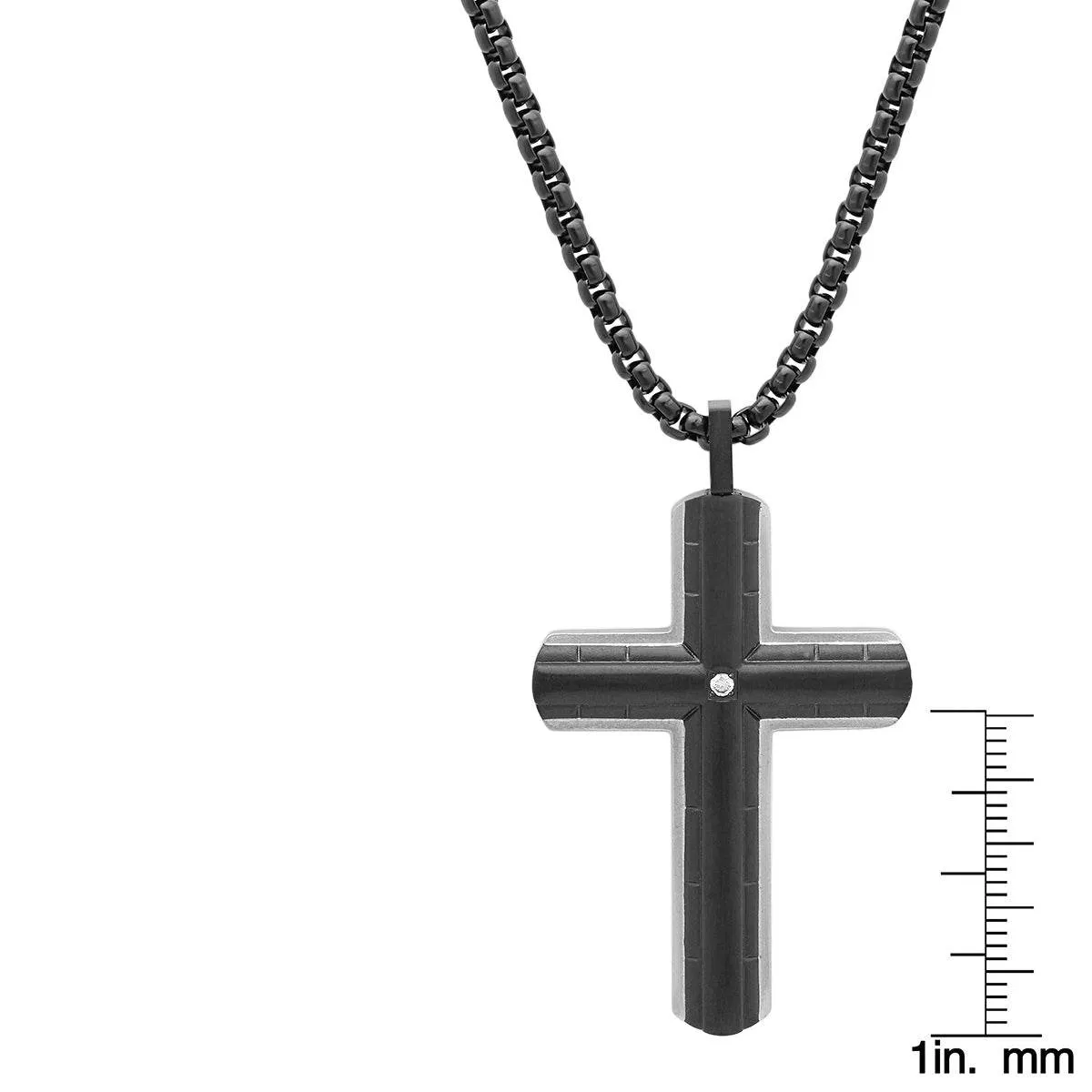 Black Cross Pendant With Simulated Diamond sold by Zulily product image thumbnail 3