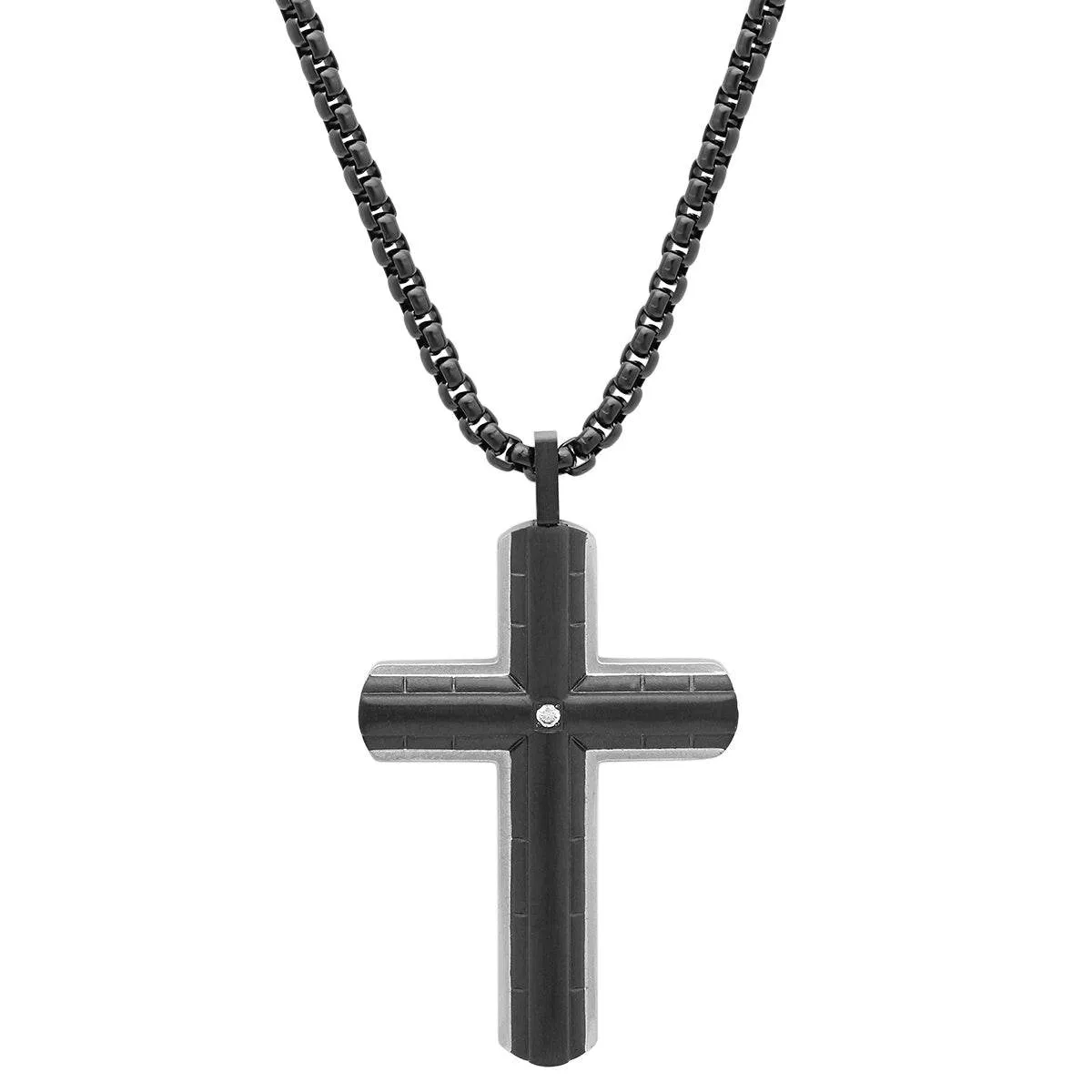 Black Cross Pendant With Simulated Diamond sold by Zulily