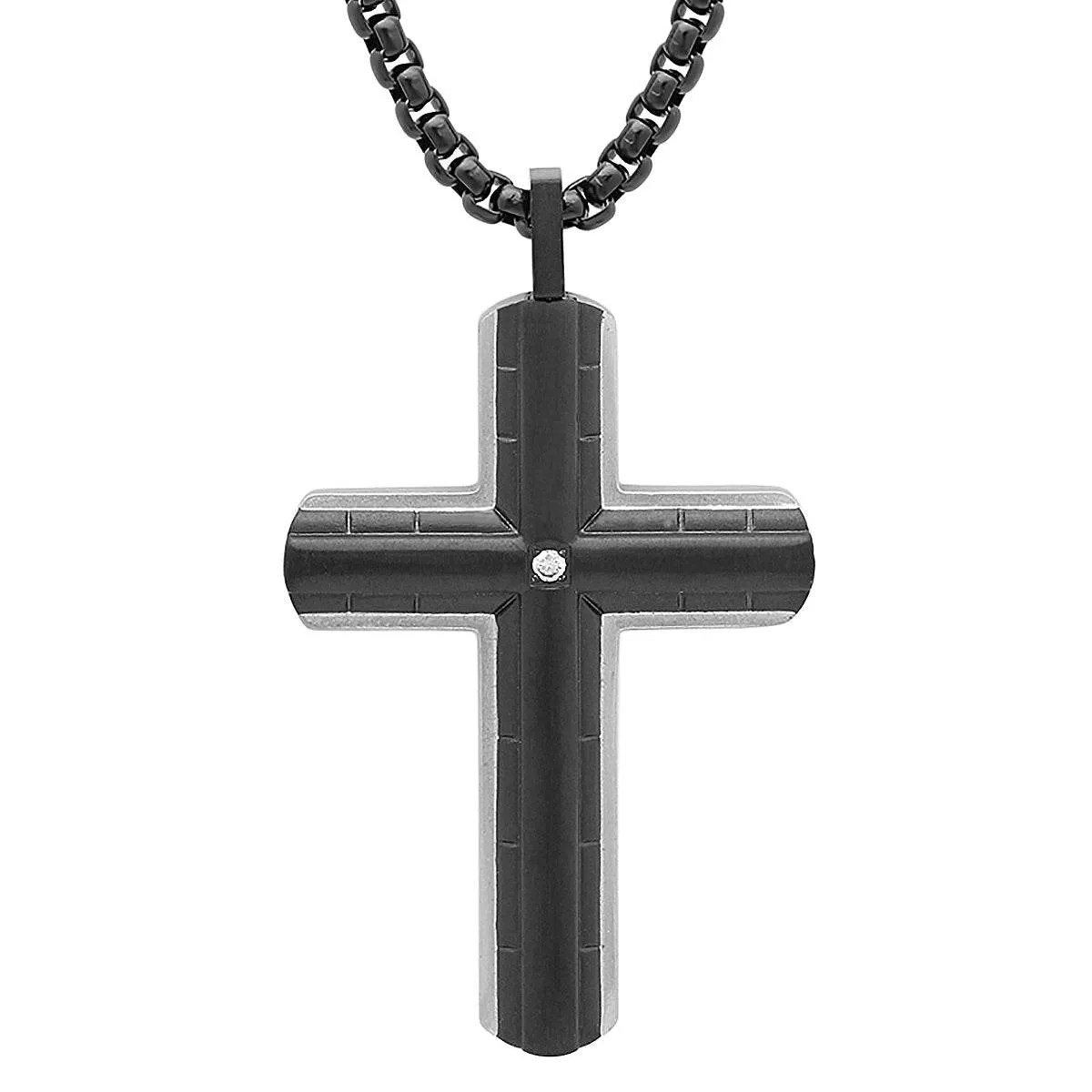 Black Cross Pendant With Simulated Diamond sold by Zulily product image thumbnail 2