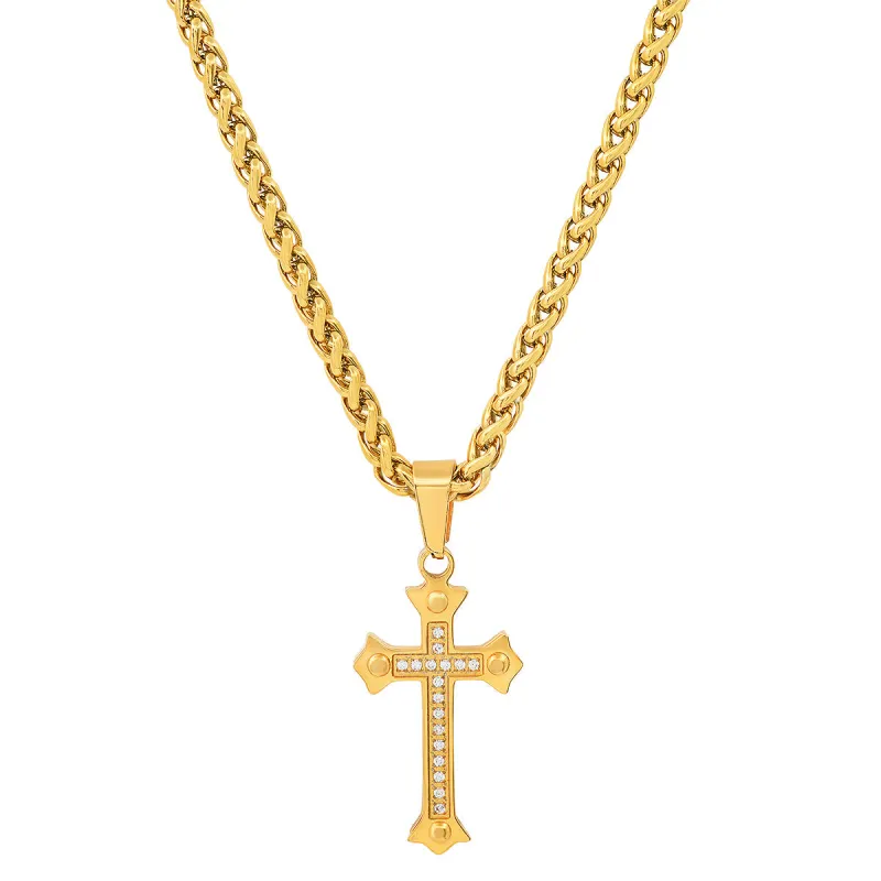 18K Gold Plated Stainless Steel And Simulated Diamonds Cross Pendant made by Zulily