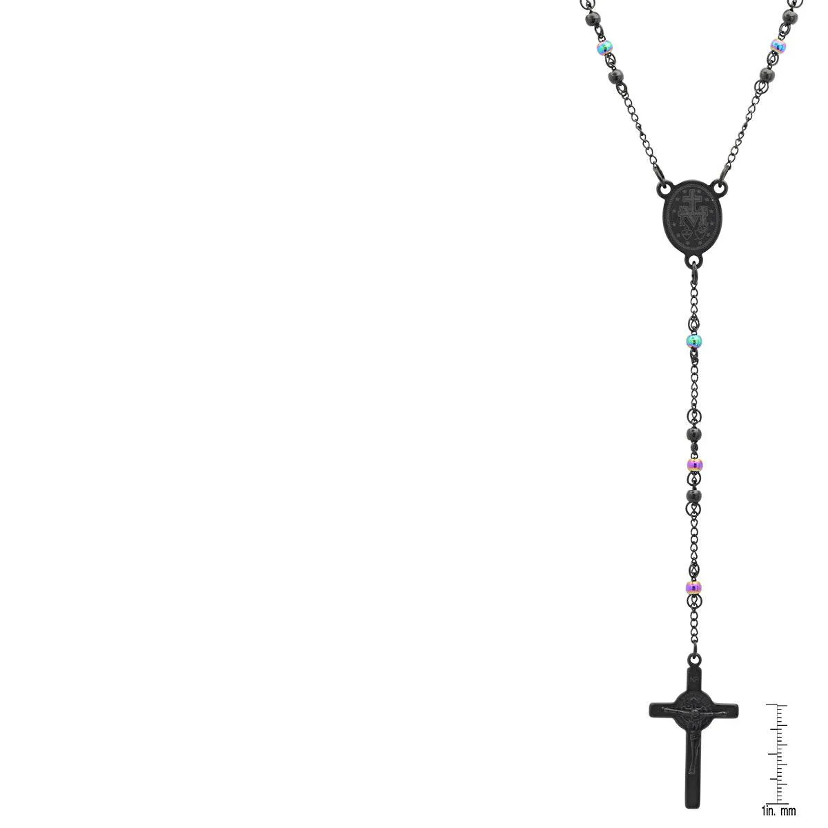 Two Tone Black And Multi Color Ip Stainless Steel Rosary sold by Zulily product image thumbnail 3