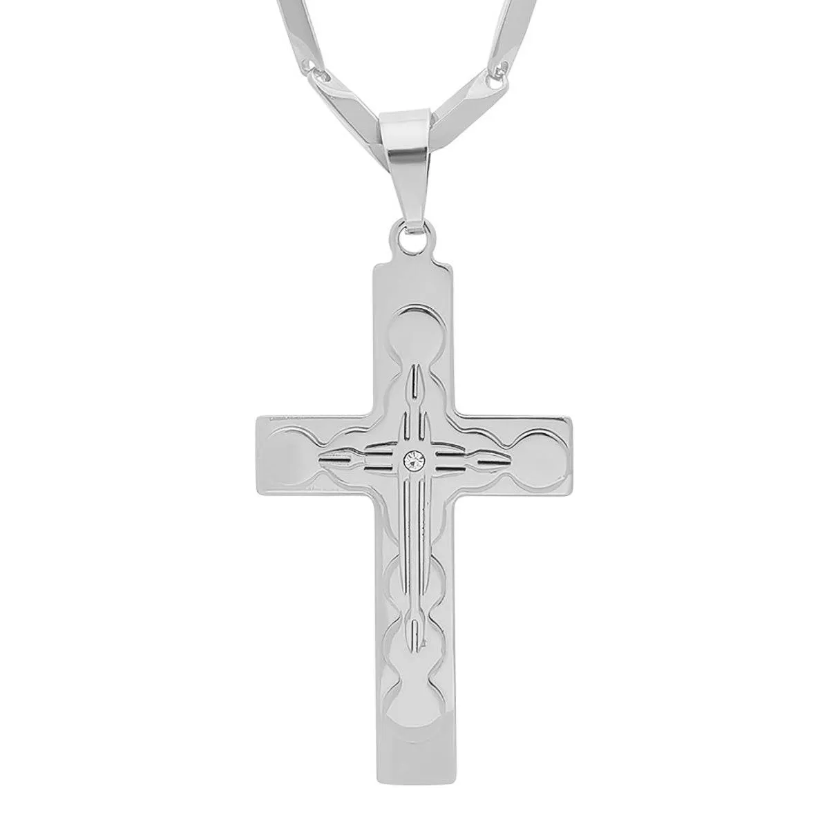 Stainless Steel Simulated Diamond Cross Pendant sold by Zulily product image thumbnail 2