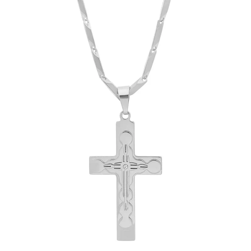 Stainless Steel Simulated Diamond Cross Pendant made by Zulily