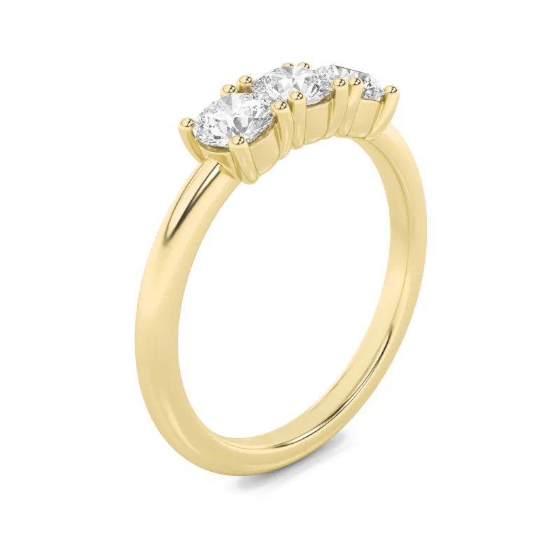 3Cttw Round Shaped Lab Grown Diamond (F/VS) Three Stone Band Ring in 14K Gold made by Zulily